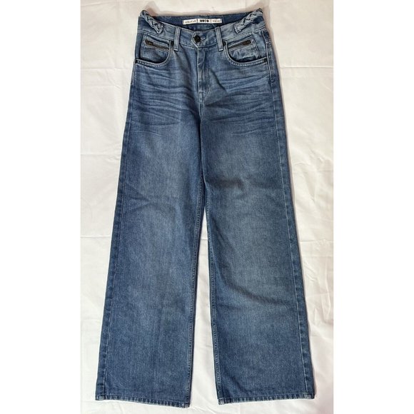 Topshop Denim - TOPSHOP Moto High Rise Wide Denim Jeans Size 4 Women Blue Pockets Zipper